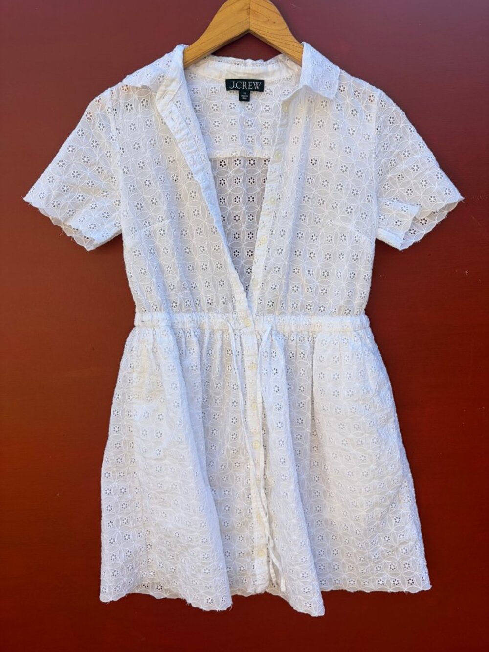 J.Crew Cerise White Eyelet Shirtdress Size 00